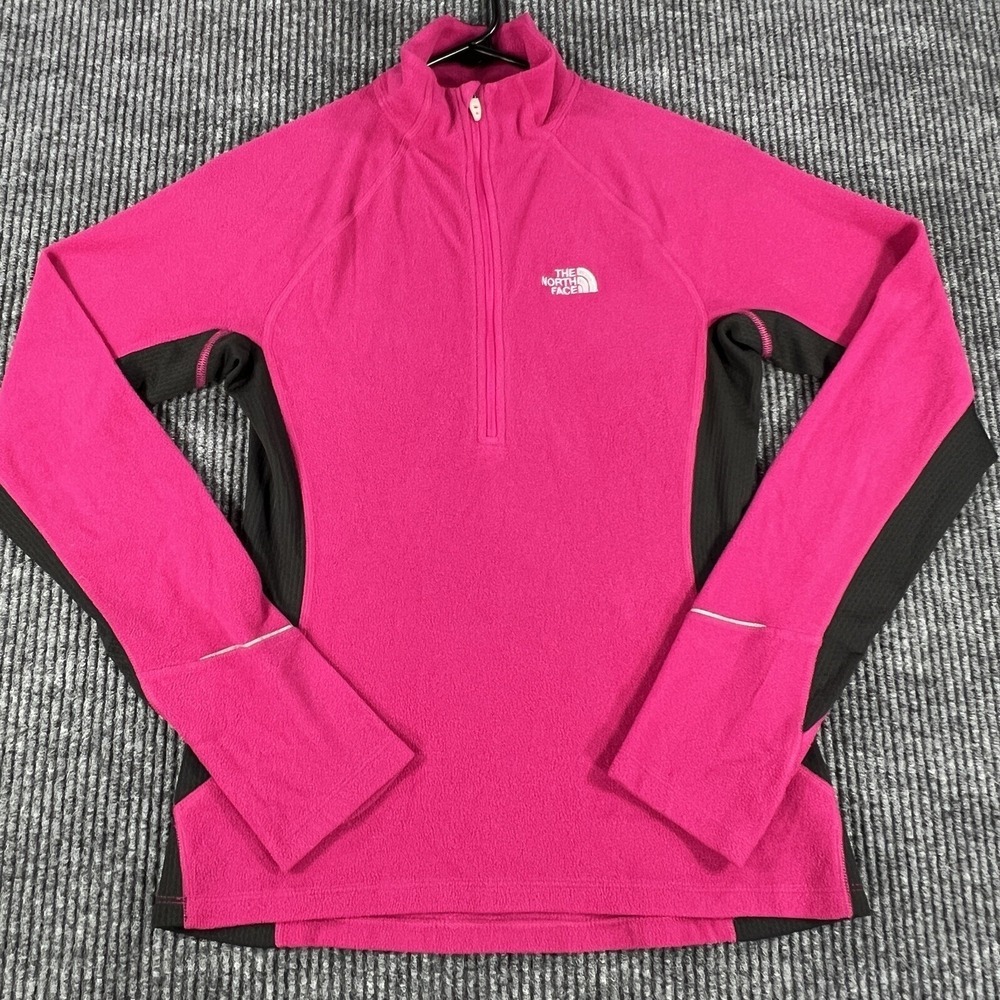 The North Face Shirt Womens XS Extra Small Pink Black 1/4 Zip Fleece Layer